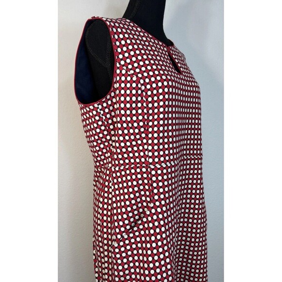 Lands' End Ponte Polka Dot Stretch Sheath Dress Navy Red Midi Dress Size 14 - Picture 10 of 11